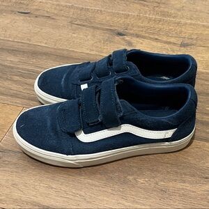 Vans Navy Blue Suede Sneakers with White Stripe